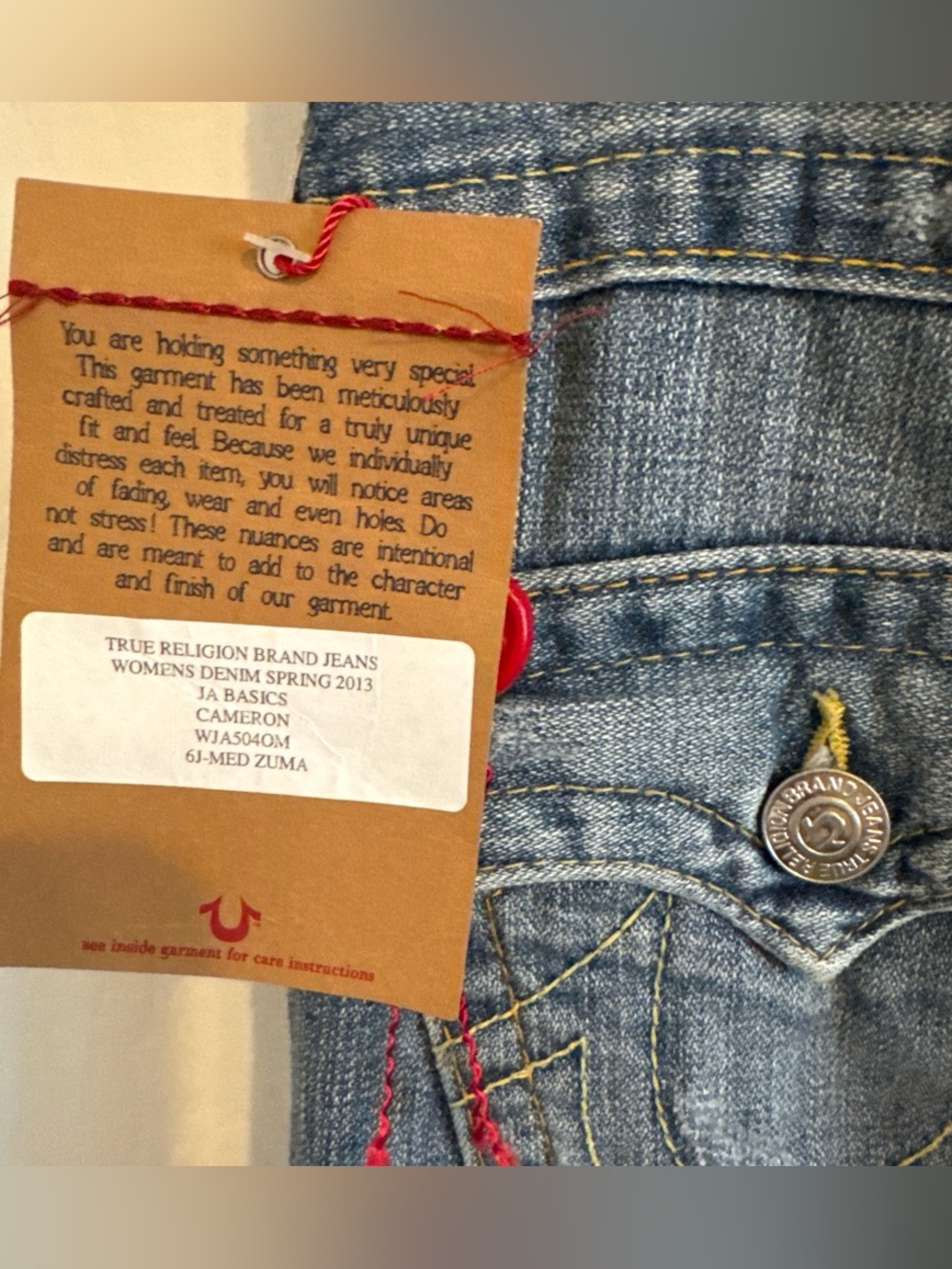 True Religion Cameron Low Rise Jeans Size 26 NWT - Picture 6 of 7